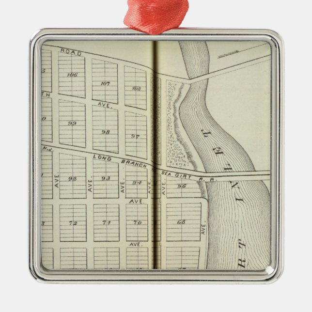 Sea Girt and Spring Lake Beach, Monmouth County Metal Tree Decoration (Front)