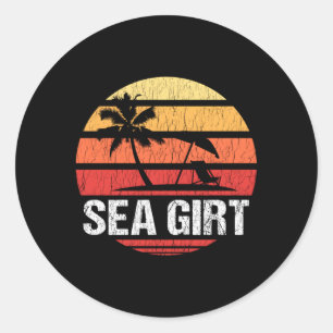 Sea Girt Nj Distressed Beach Classic Round Sticker