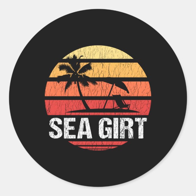 Sea Girt Nj Distressed Beach Classic Round Sticker (Front)