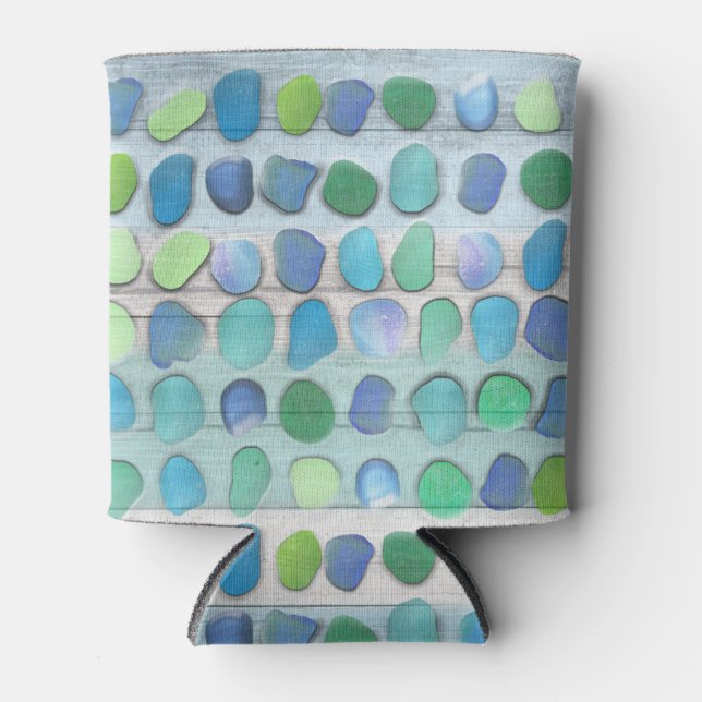 Sea Glass and Driftwood Can Cooler (Front)