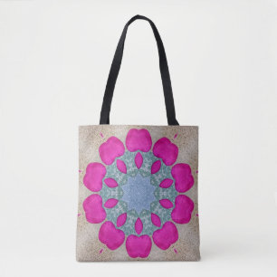 Sea glass and floral kaleidoscope tote bag