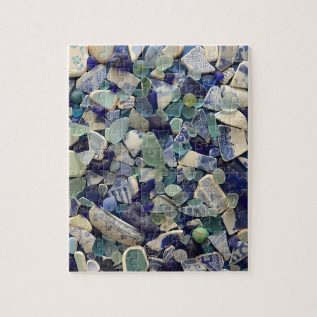 Sea glass aqua and blue photo jigsaw puzzle (Vertical)