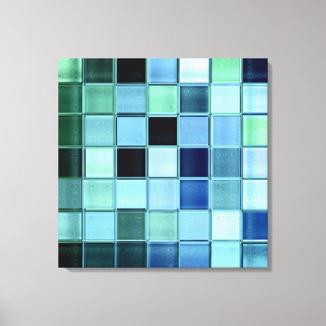 Sea Glass Aquamarine Mosaic Art Wrapped Canvas (Front)