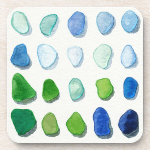 Sea glass, beach glass art coasters