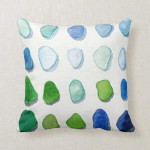 Sea glass, beach glass art painting square pillow