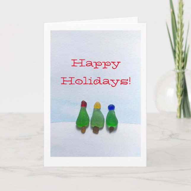 Sea glass, beach glass Christmas Holiday card (Front)