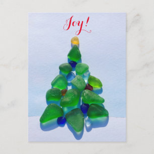 Sea glass, beach glass Christmas Holiday post card