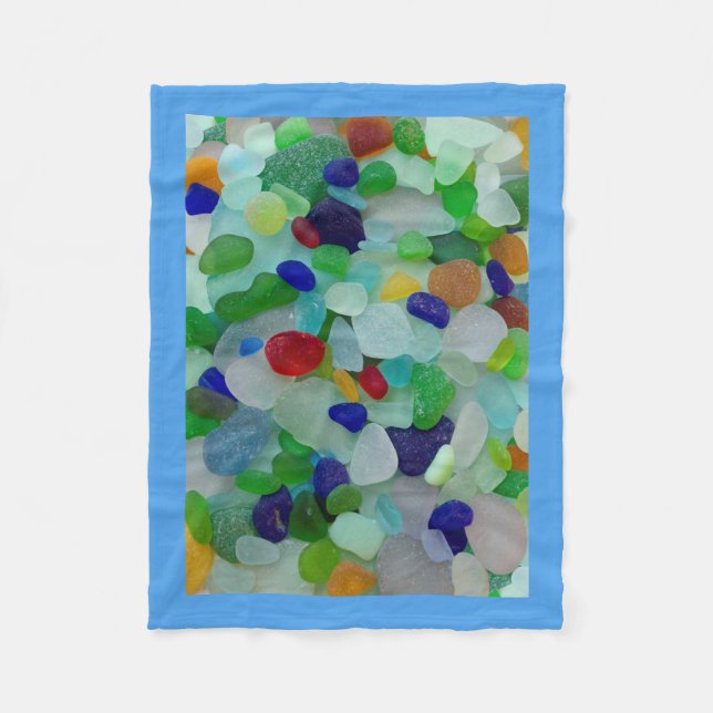 Sea glass, beach glass darker colours fleece blanket (Front)