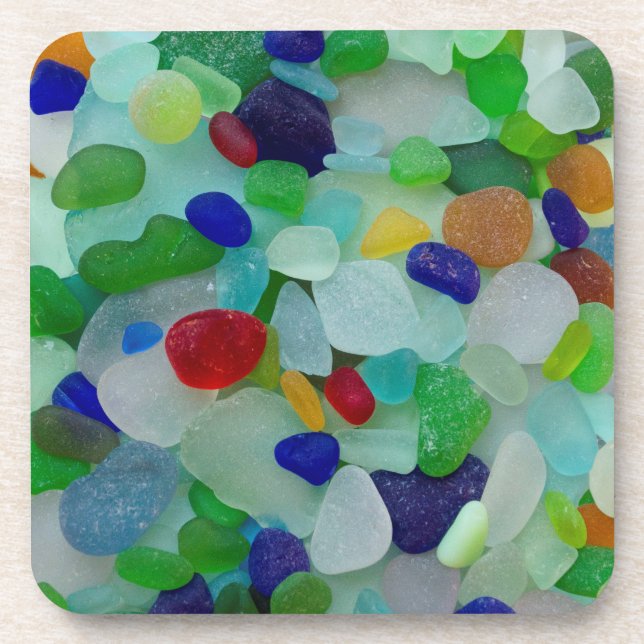 Sea glass, beach glass photo coasters (Front)