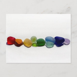 Sea glass, beach glass rainbow post card