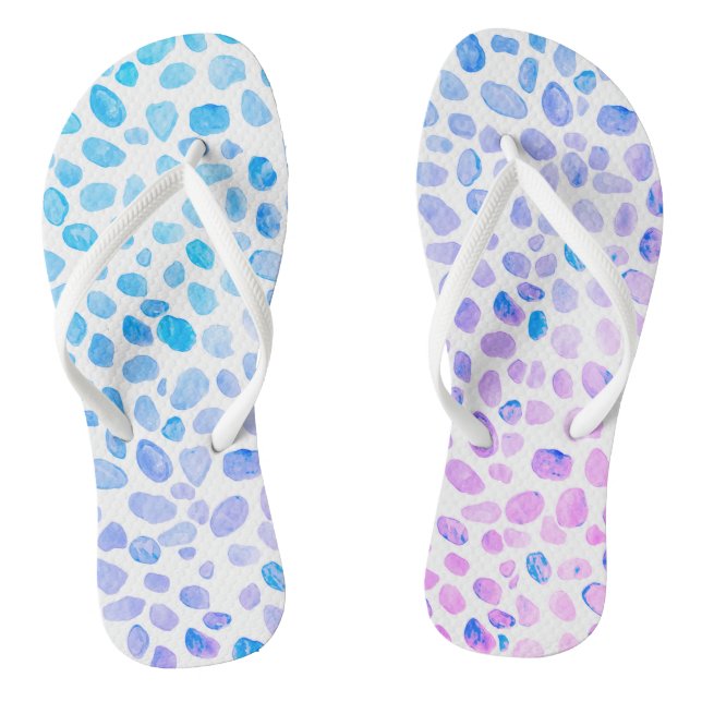 Sea Glass Beach Pebbles Texture Blue Flip Flops (Footbed)