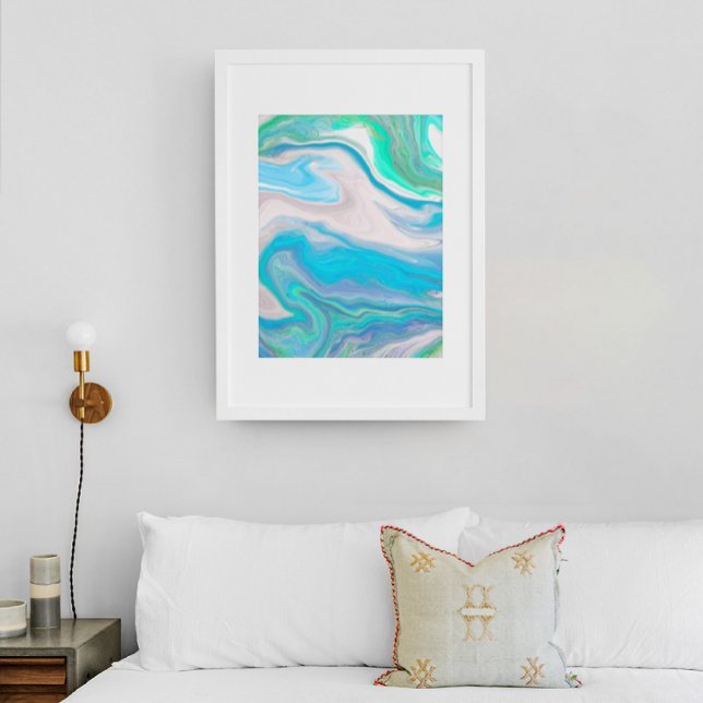 Sea Glass Blue and Green Marble Fluid Art   Canvas Print (Creator Uploaded)