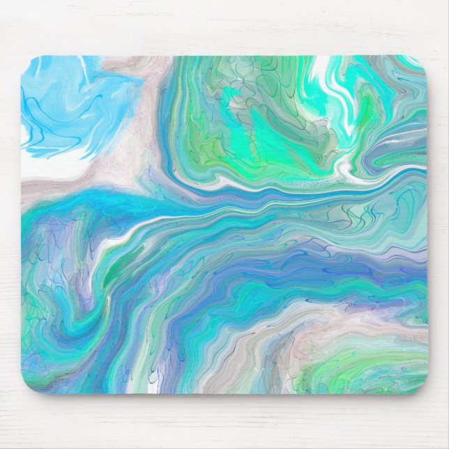 Sea Glass Blue and Green Marble Fluid Art    Mouse Mat (Front)