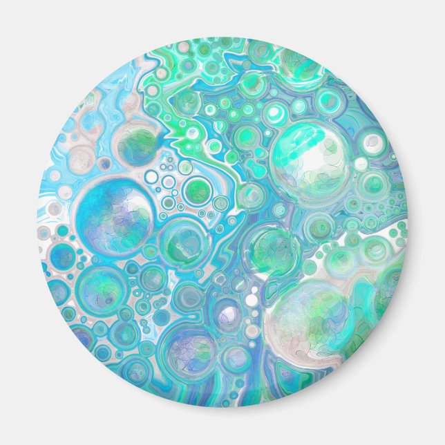 Sea Glass Blue and Green Pour Painting Effect   Magnet (Front)