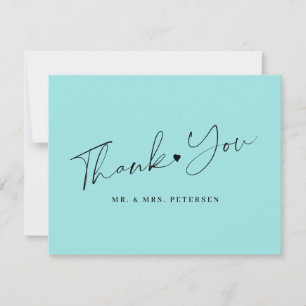 Sea glass blue wedding elegant script thank you card