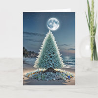 Sea Glass Christmas Tree On a Beach