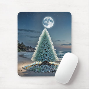 Sea Glass Christmas Tree On a Beach Mouse Mat