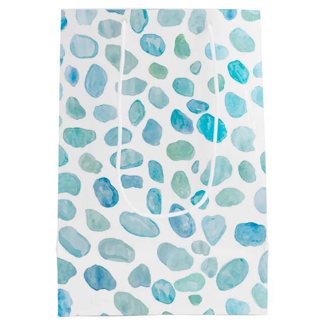 Sea Glass Coastal Beach  Medium Gift Bag (Back)