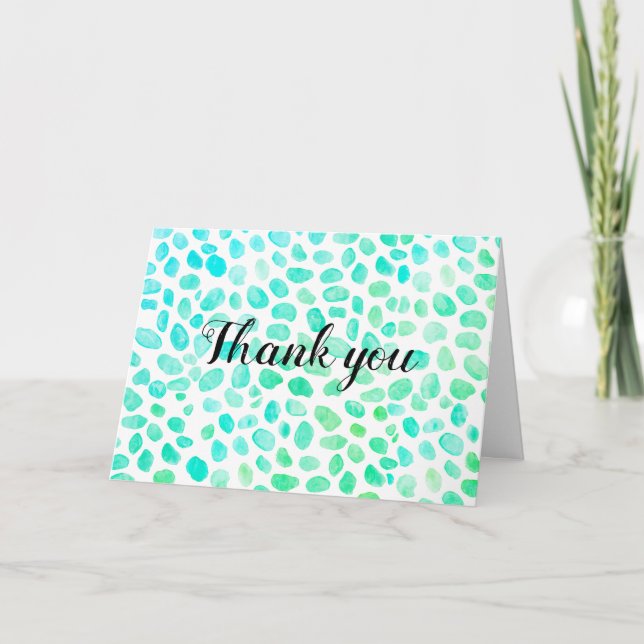 Sea Glass Coastal Pattern Painting Thank You Card (Front)