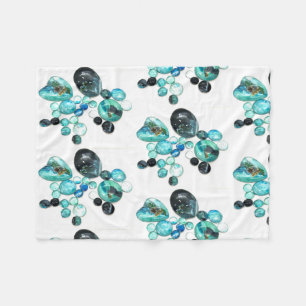 Sea glass colours flowers and bling fleece blanket