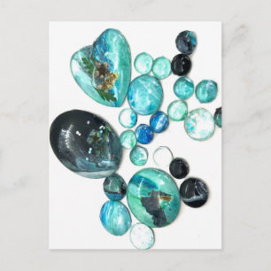 Sea glass colours flowers and bling  holiday postcard