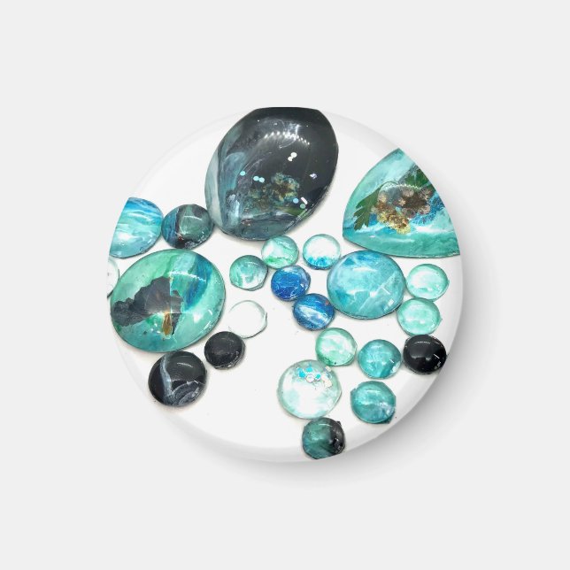 Sea glass colours flowers and bling  magnet (Front)