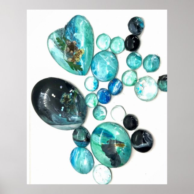 Sea glass colours flowers and bling  poster (Front)