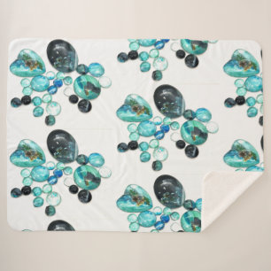 Sea glass colours flowers and bling sherpa blanket