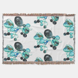 Sea glass colours flowers and bling throw blanket