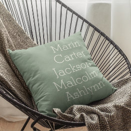 Sea Glass Five Kids Names Personalised Family Cushion