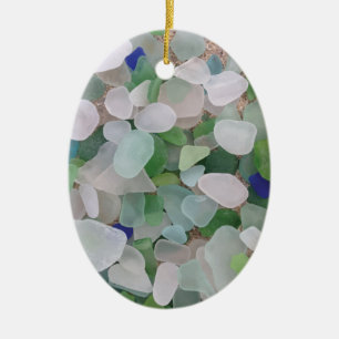 Sea glass from the ocean ceramic tree decoration
