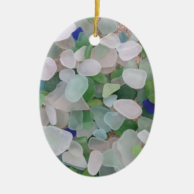 Sea glass from the ocean ceramic tree decoration (Front)