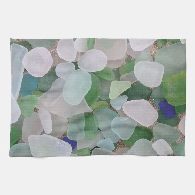 Sea glass from the ocean tea towel (Horizontal)