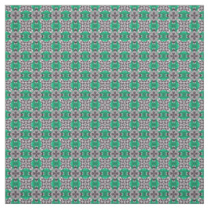 Sea Glass Green and White Repeat Tile Pattern Fabric
