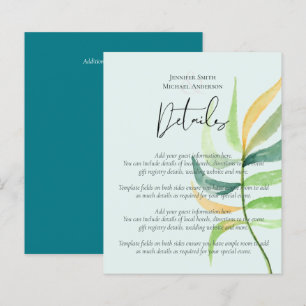 Sea Glass Green Blue Tropical Leaf Wedding