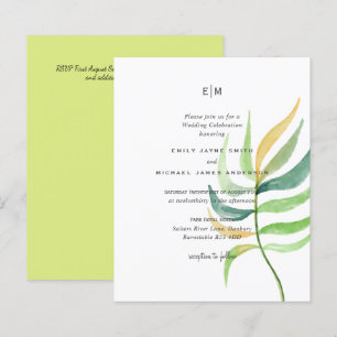 Sea Glass Green Blue Tropical Leaf Wedding