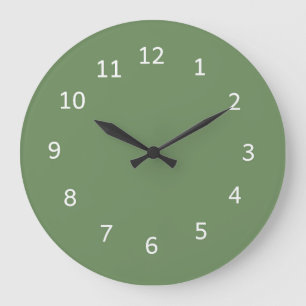 Sea Glass Green Colour Minimalist Plain Design Large Clock