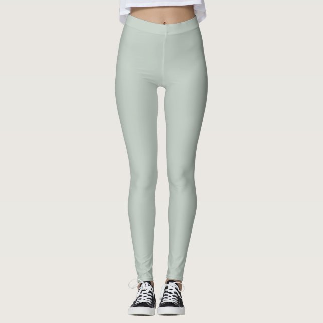 Sea Glass Green Solid Colour Leggings (Front)