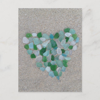 Sea glass heart postcard