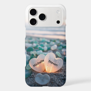 Sea Glass Hearts Beach Couple Personalized Name