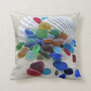 Sea glass in many colours - pillow