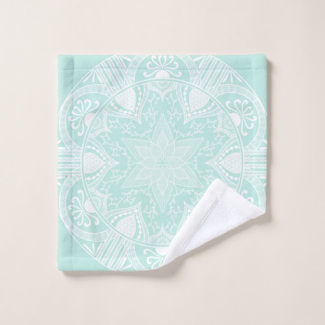 Sea Glass Mandala Bath Towel Set (Wash Cloth)