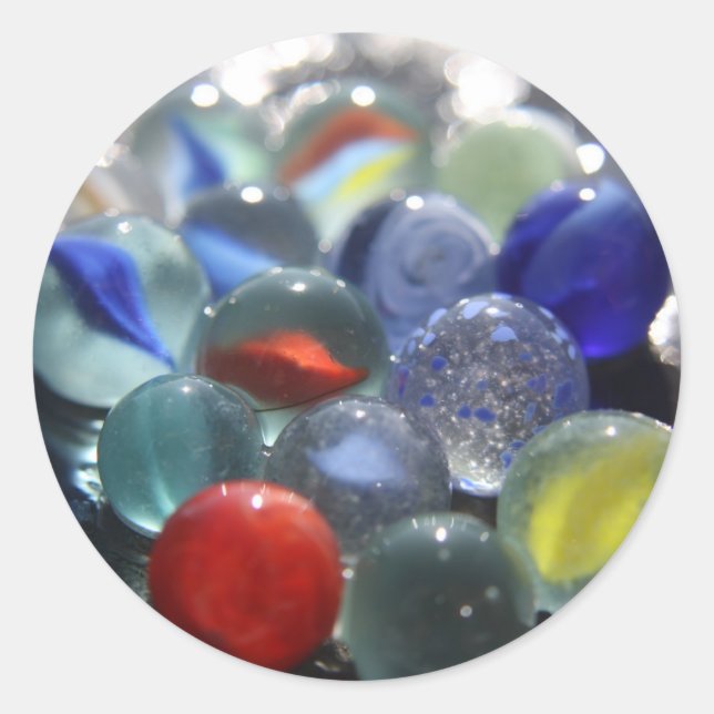 Sea Glass Marbles Classic Round Sticker (Front)