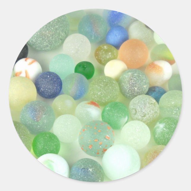 Sea Glass Marbles Classic Round Sticker (Front)