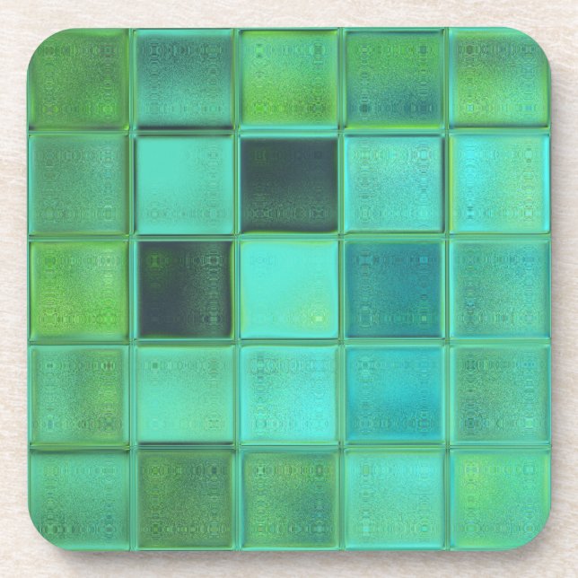 Sea Glass Mosaic Art coaster set with cork back (Front)