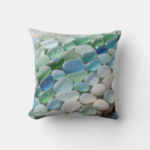 Sea Glass Mosaic Ocean Blues Tranquil Cushion