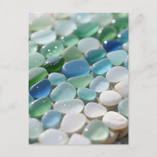 Sea Glass Mosaic Ocean Blues Tranquil Postcard