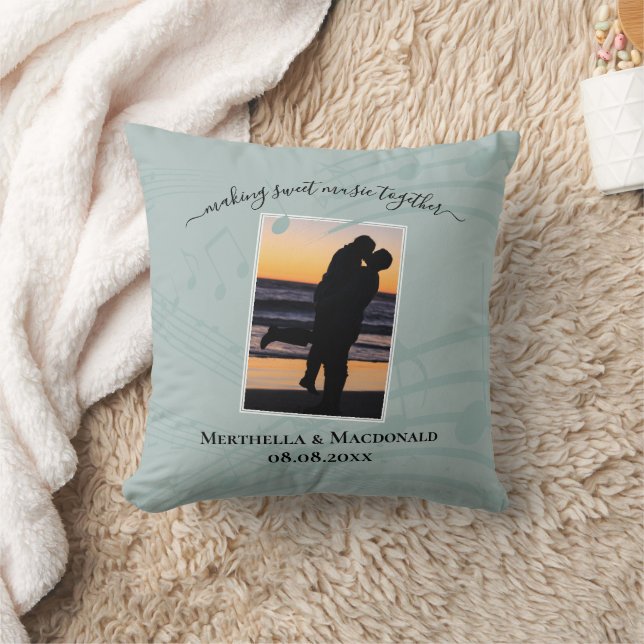 Sea Glass Music Notes Couples Wedding Cushion (Blanket)