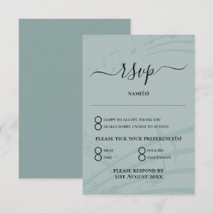 Sea Glass Music Notes Wedding RSVP Card
