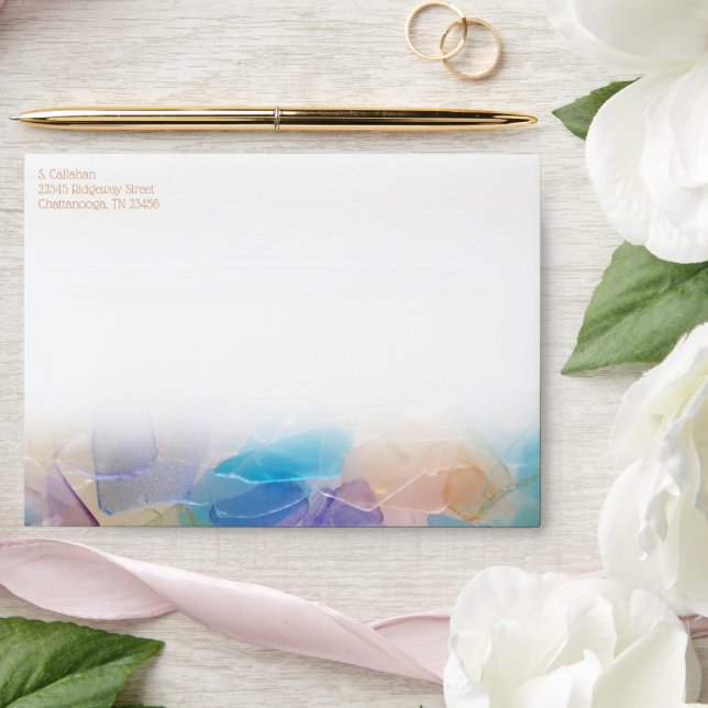 Sea Glass Ocean Beach Wedding  Envelope (Wedding)